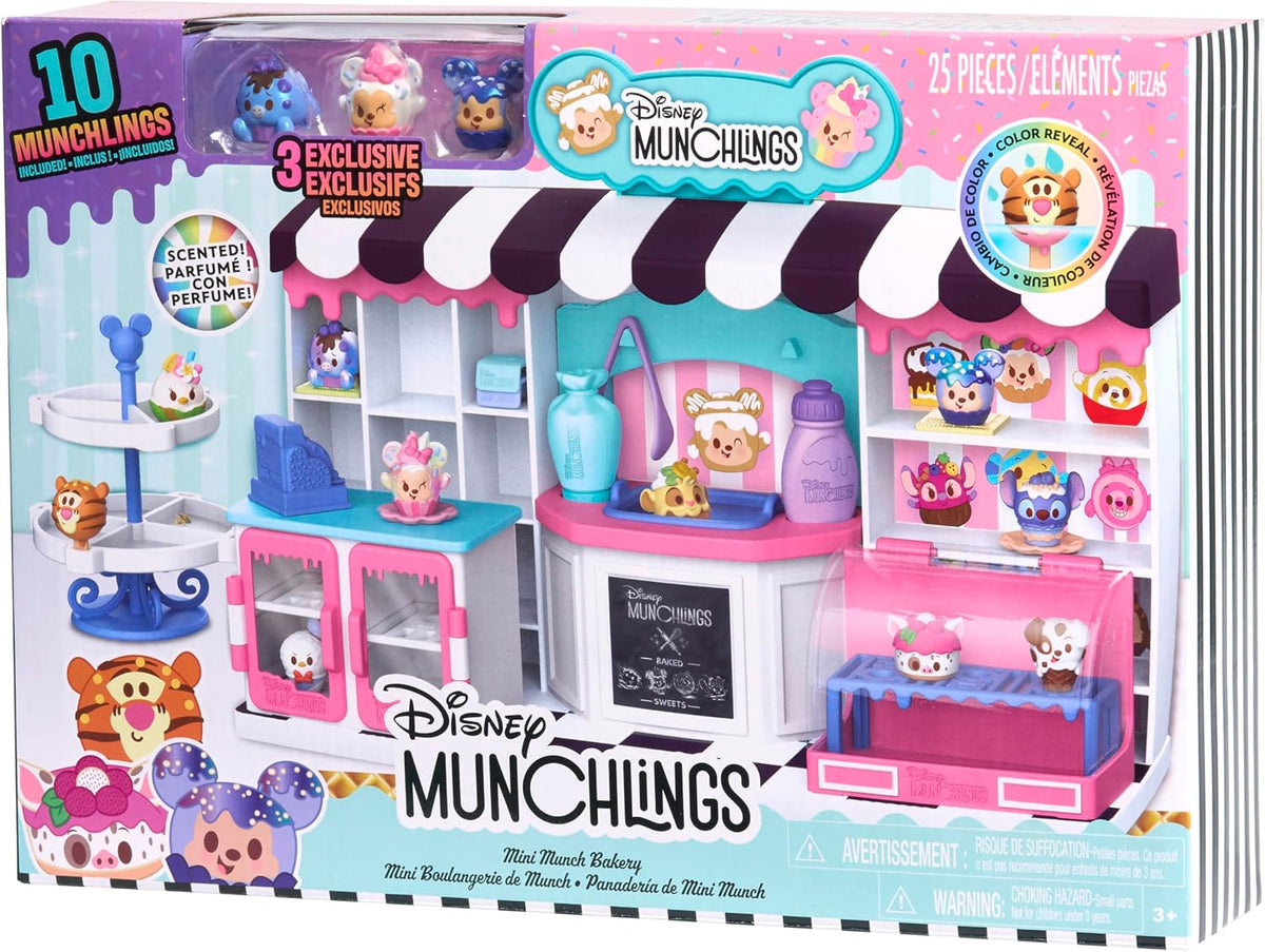Disney Munchlings Mini Munch Bakery, 25-piece Color Change Figure Playset, 1-inch Collectible Scented Figurines, Kids Toys para Ages 3 Up by Just Play