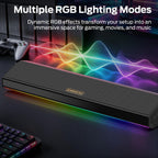 Monster SD100 Altavoces de computadora para PC de escritorio, altavoces estéreo de PC de 28 W con emparejamiento inalámbrico TWS, Bluetooth 6.0 y barra de sonido auxiliar de 0.1 in, graves profundos