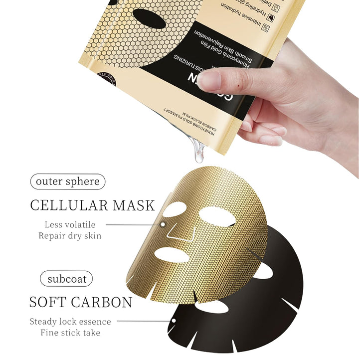 Meleell Paquete de 55 Máscaras Faciales de Colágeno para el Cuidado...