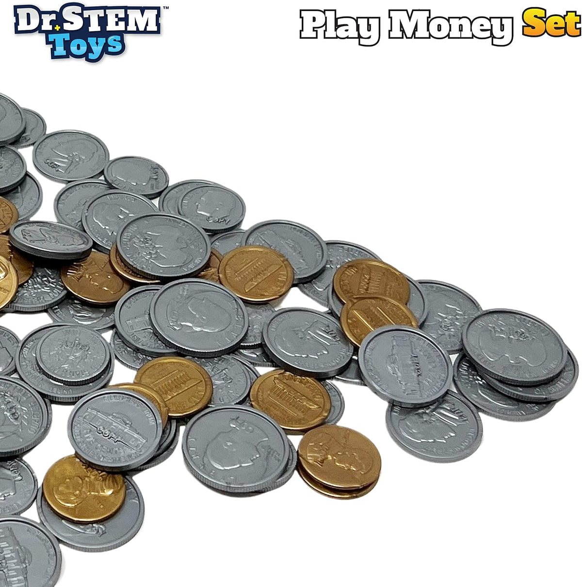 Dinero de juego para niños: el juego duradero en caja proporciona 400 piezas de billetes de dinero falsos realistas y monedas falsas para juegos de simulación, ayuda a los niños a aprender responsabilidad financiera y más