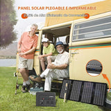 powkey Banco de energía portátil de 200 W con panel solar de 40 W,...