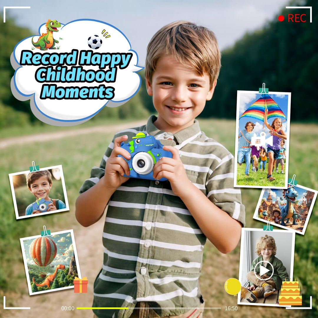Cámara de dinosaurio para niños y niñas, cámara digital para selfie...