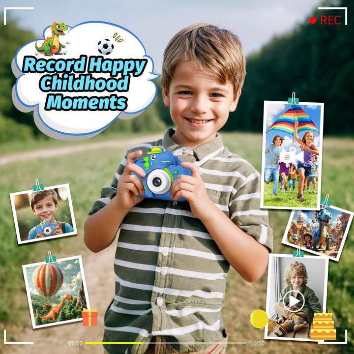 Cámara de dinosaurio para niños y niñas, cámara digital para selfie...