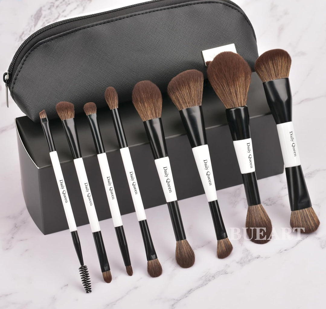Daily Queen Juego de brochas de maquillaje portátiles, 8 piezas de...