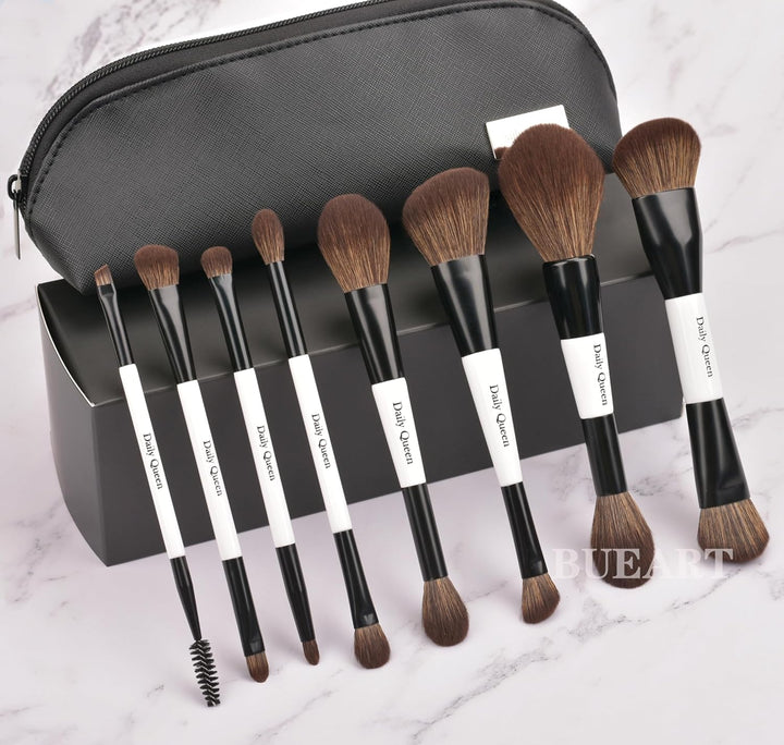 Daily Queen Juego de brochas de maquillaje portátiles, 8 piezas de...