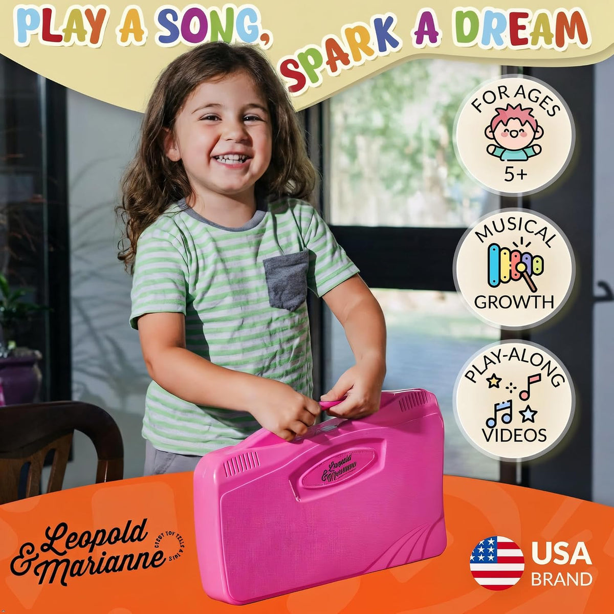 Glockenspiel - Xilófono para niños, instrumento musical cromático de 25 notas con libro de canciones y videos de reproducción, teclas de metal codificadas por colores