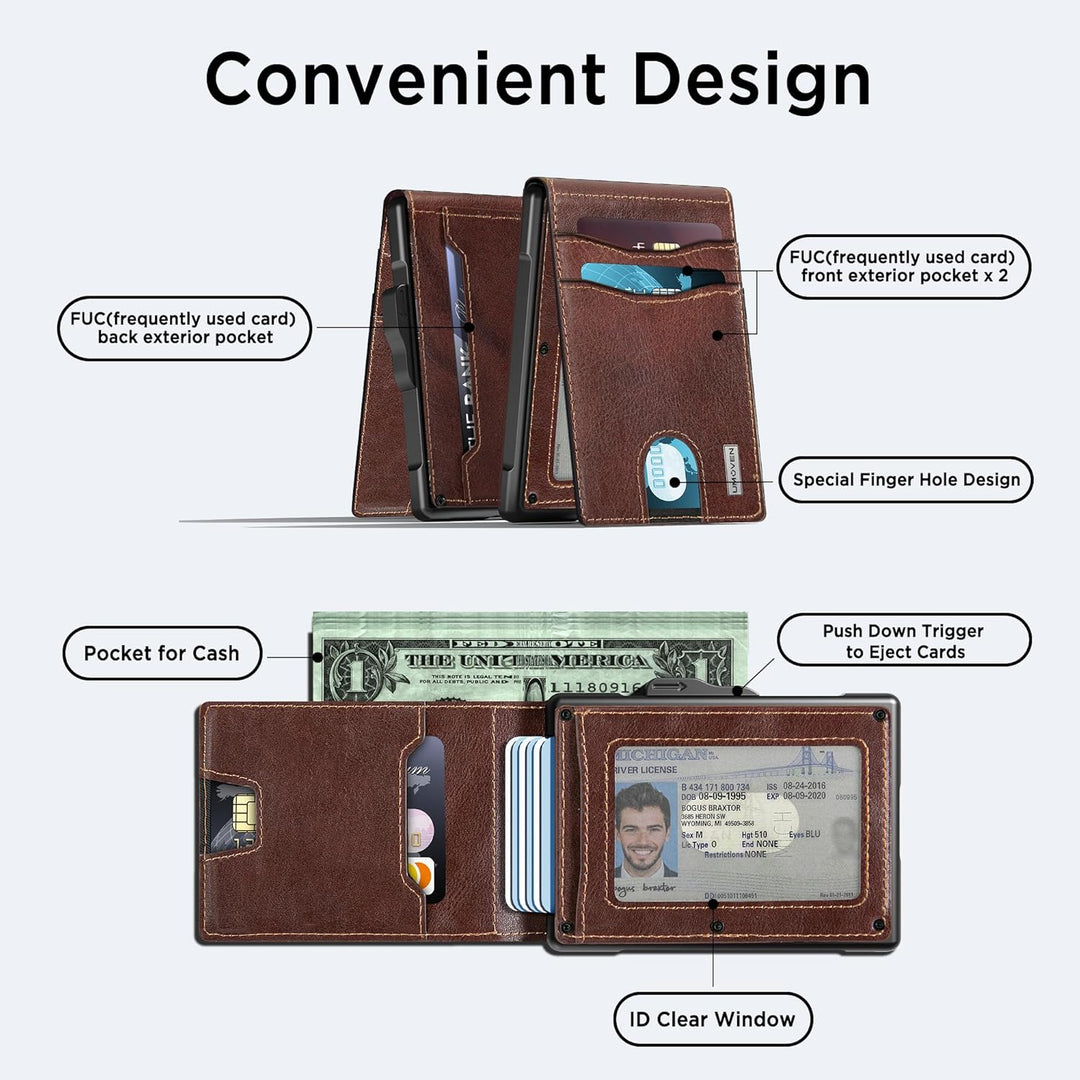 Cartera para hombres - Estuche emergente, ranura para efectivo y ra...