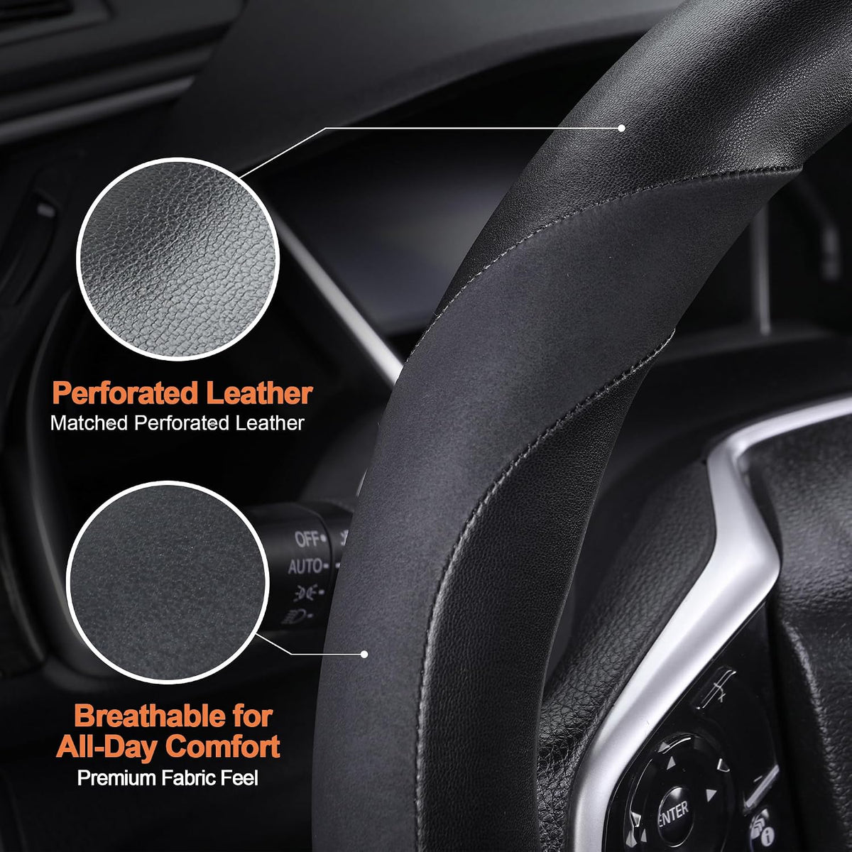 West Llama Funda de volante de fibra de carbono para Chevy Silverado 1500, 2500, 3500 1999-2026, 14.5-15 pulgadas (negro, tamaño estándar)