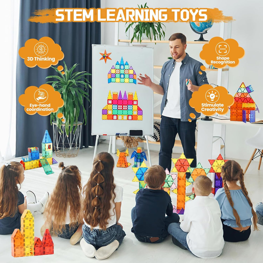 Paaxido Fichas Magnéticas - 130 PCS Bloques Magnéticos para Niños,...