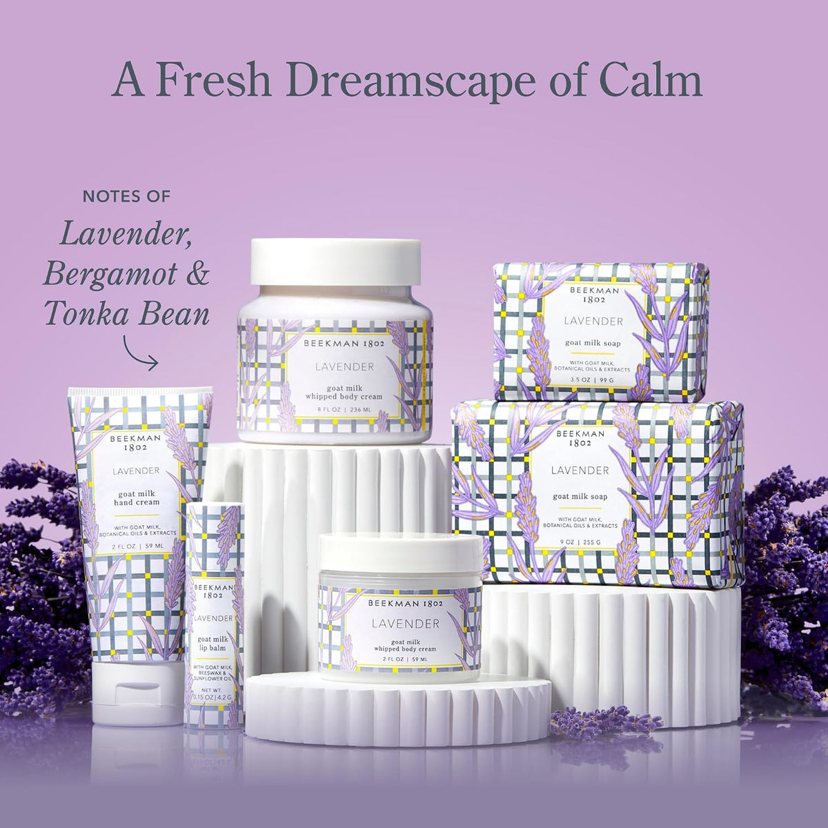 Beekman 1802 Bálsamo labial, lavanda, perfumado, 0.15 onzas, con le...