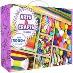 VLUSSO Kit de Suministros de Artes y Manualidades DIY de 3000 Piezas para Niños - Juego de Materiales de Arte y Manualidades para Niños con Limpiador de Tubos Todo en 1, Regalos de Actividades y