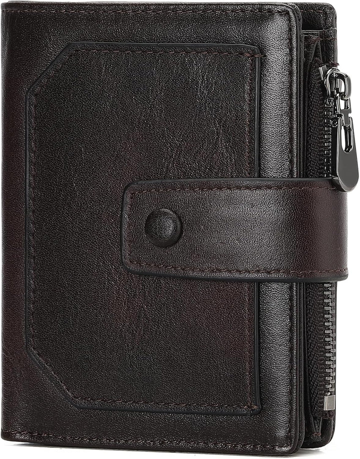 GAEKEAO Billeteras de cuero genuino para hombre con cremallera, blo...