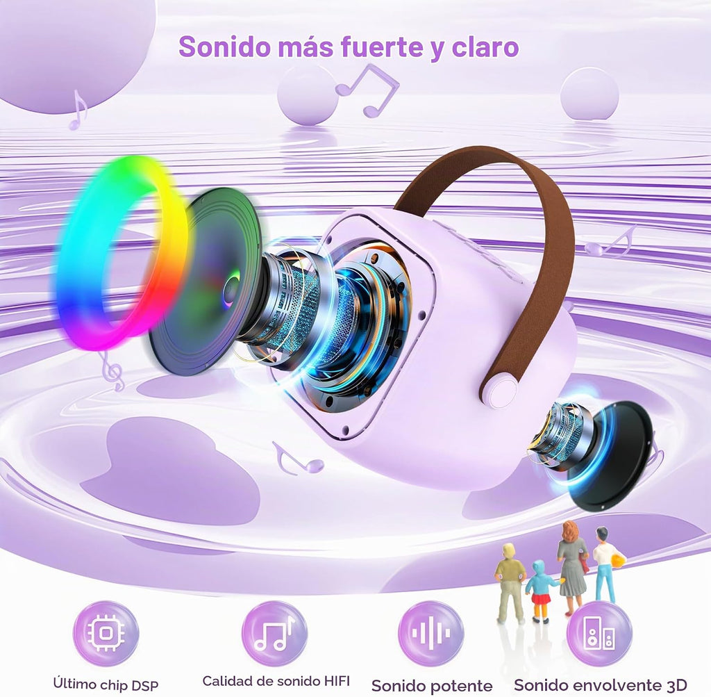 Máquina de karaoke para niños y adultos, juguetes de karaoke, regalos para niñas y niños, altavoz Bluetooth portátil con micrófono inalámbrico, regalos de cumpleaños para niñas y niños de 4, 5, 6, 7
