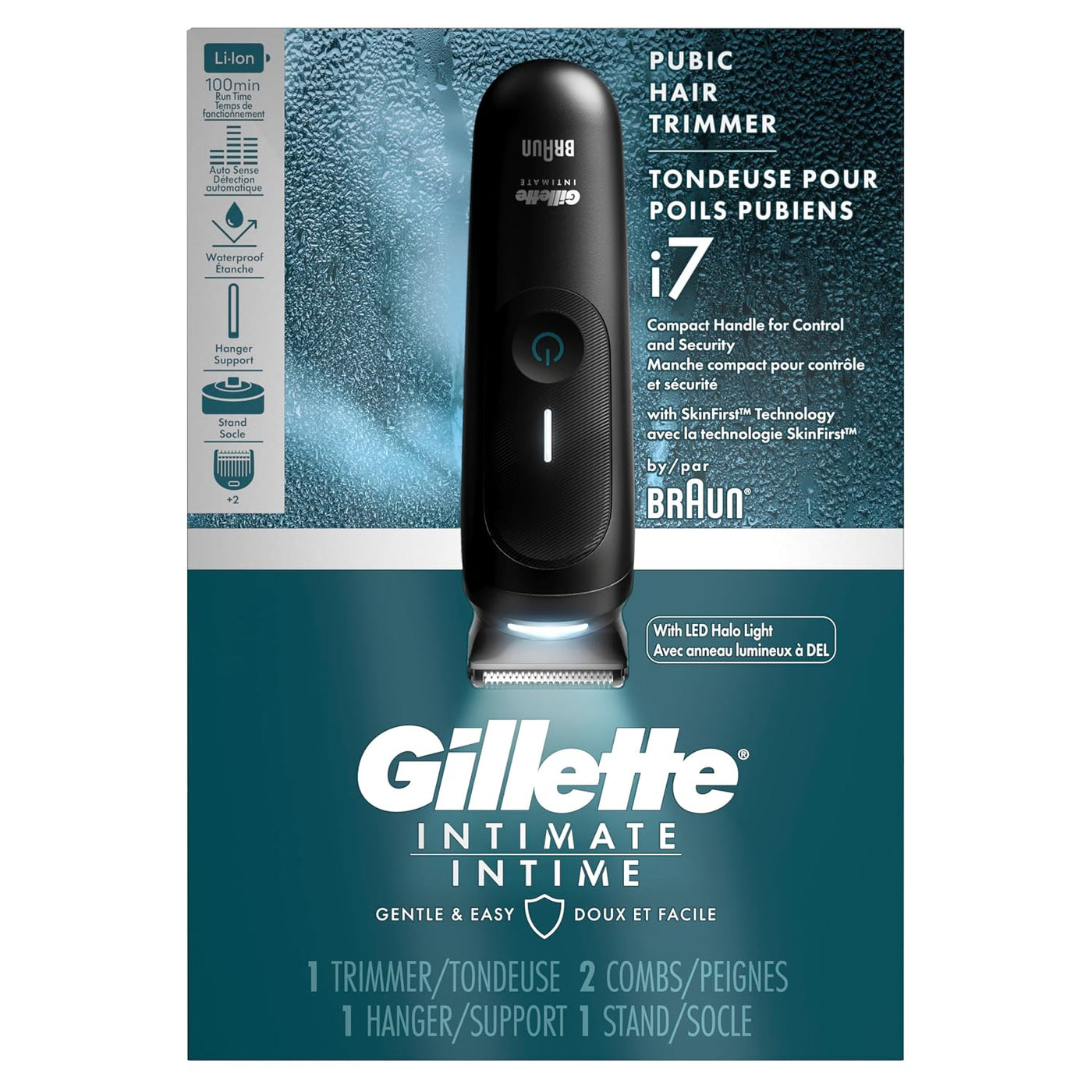 Gillette i7 Intimate - Recortadora de vello púbico premium para hom...