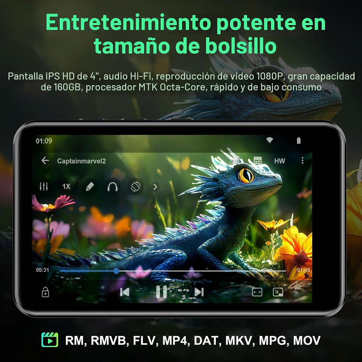 Reproductor MP3 D08 con Bluetooth y WiFi, SWOFY 32 GB MP3 y MP4 reproductores con pantalla táctil HD de 4 pulgadas, reproductores de música Android 13 con Spotify Kids, Pandora, Audible, Amazon Music