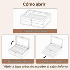 Caja de collar con cerradura de nogal negro, caja organizadora de joyas de