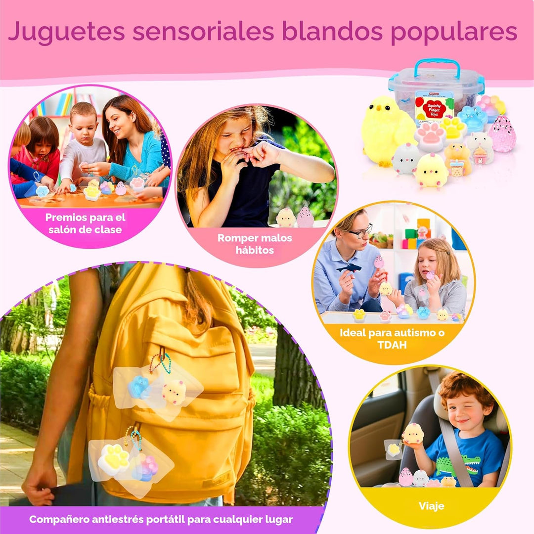 Paquete de 10 juguetes blandos Taba con caja de juguetes, juguetes...