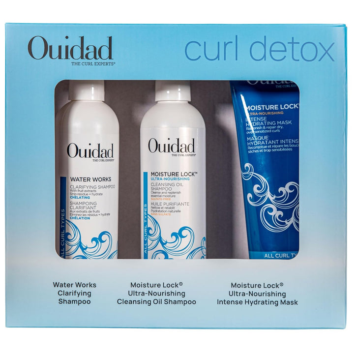 Ouidad Curl Detox Trio - Champú aclarador, champú de aceite limpiad...