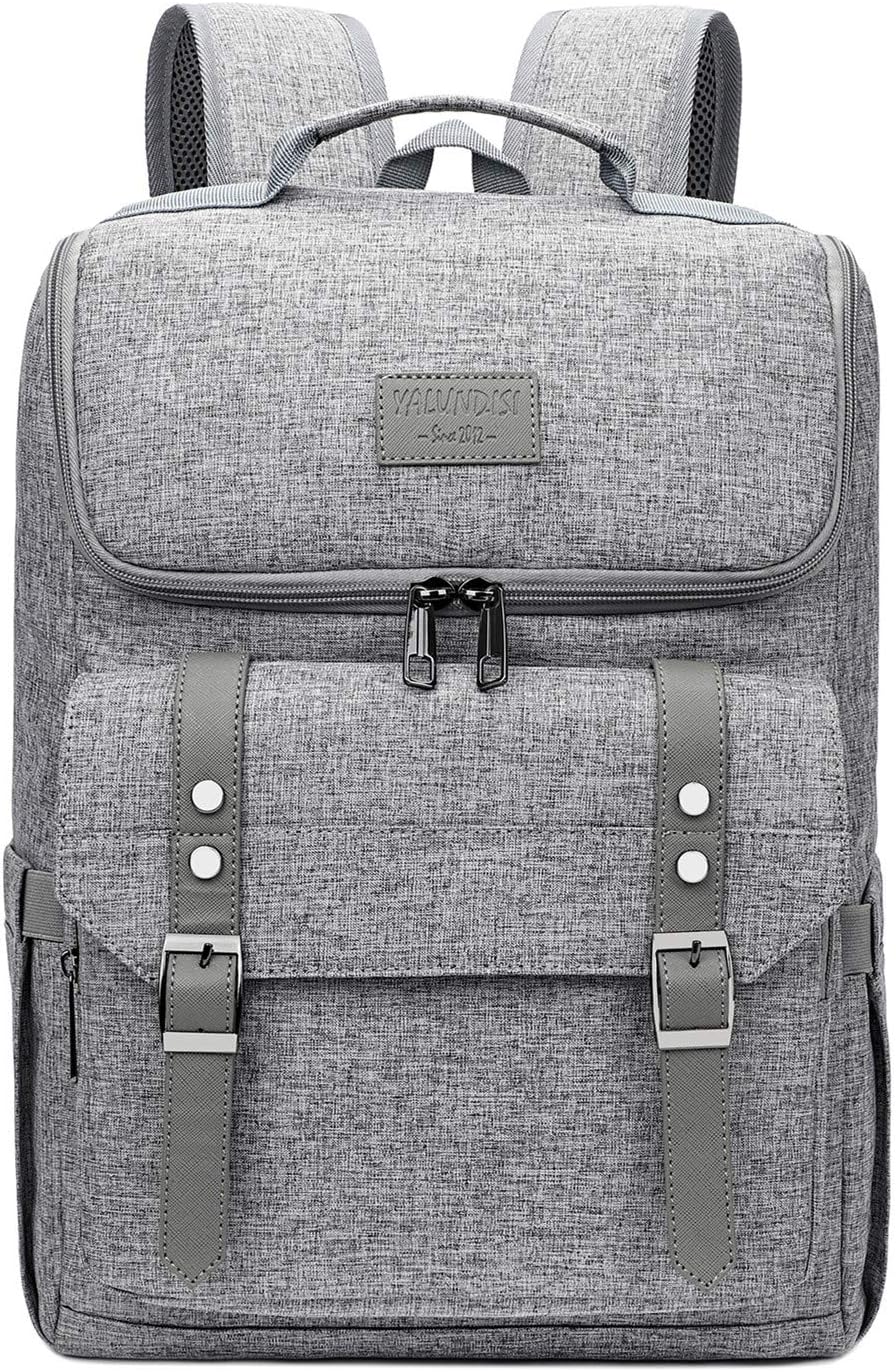 Mochila vintage de viaje para laptop con puerto de carga USB para m...