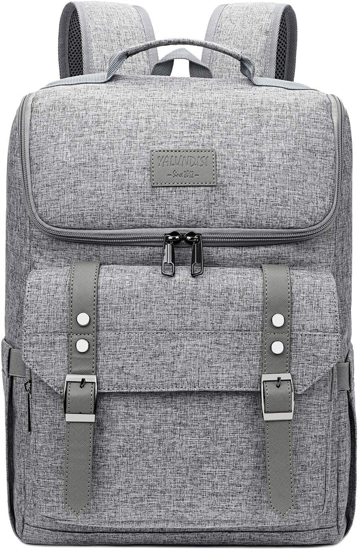 Mochila vintage de viaje para laptop con puerto de carga USB para m...