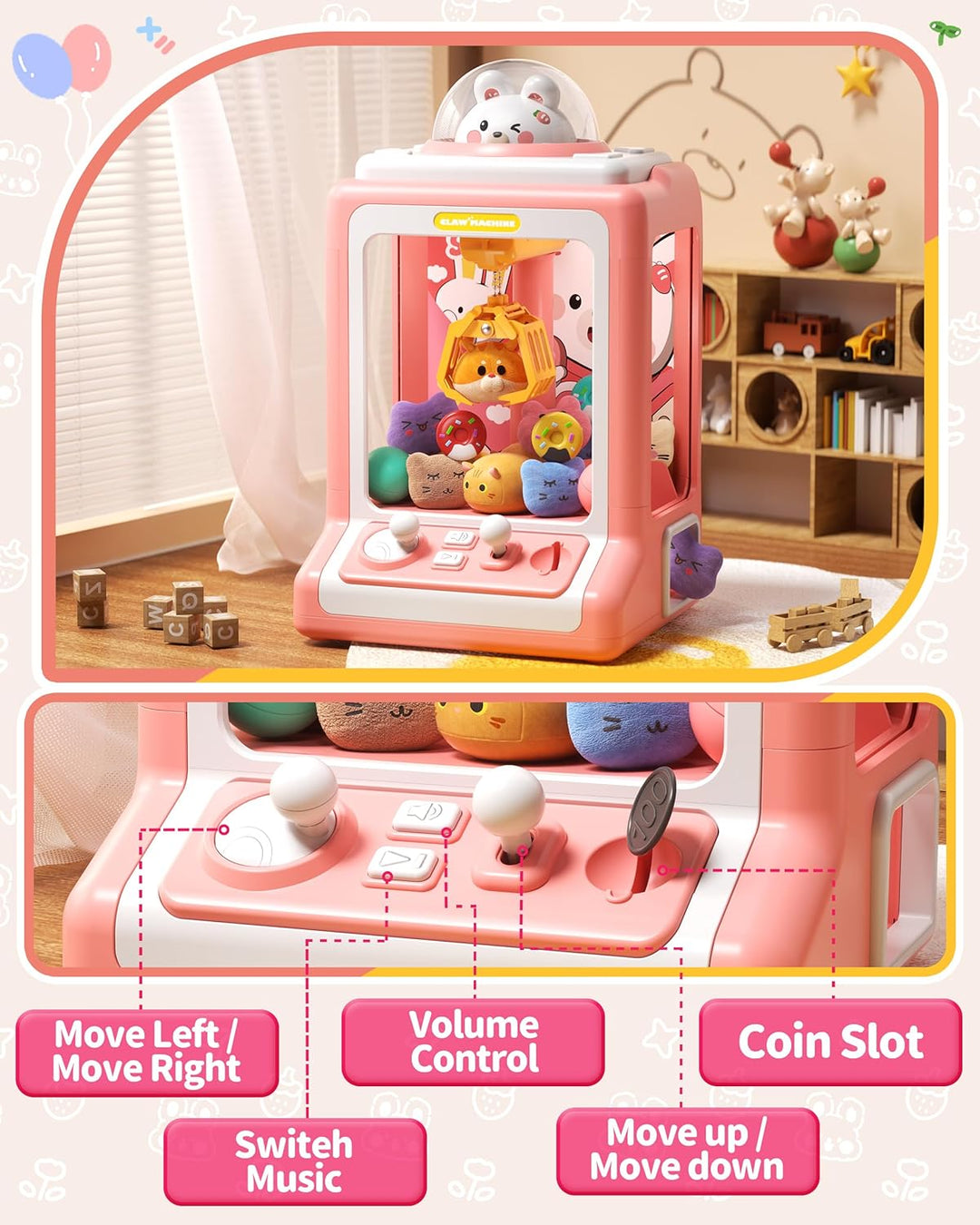 Máquina de garras de conejo para niños, mini máquina expendedora co...