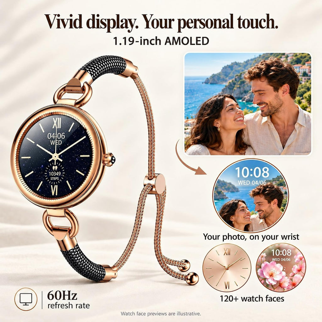 GBOOWIN - Relojes inteligentes para mujer, AMOLED de 1.19 pulgadas, IP68