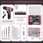WORKPRO Juego de brocas de perforación rosa para taladro eléctrico para mujeres, juego de 8V