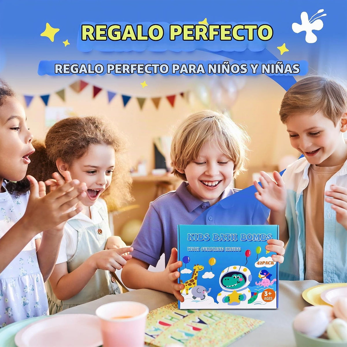 Bombas de baño para niños con juguete sorpresa en el interior, paquete de 42 bombas de baño para niños con 34 juguetes que brillan en la oscuridad y 8 juguetes de animales marinos en el interior, burbujas orgánicas para niños y niñas.