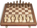 Juego de ajedrez magnético de madera de 17 pulgadas para adultos y niños, juegos de mesa de ajedrez con piezas magnéticas y reinas adicionales, juegos de ajedrez plegables portátiles grandes y únicos