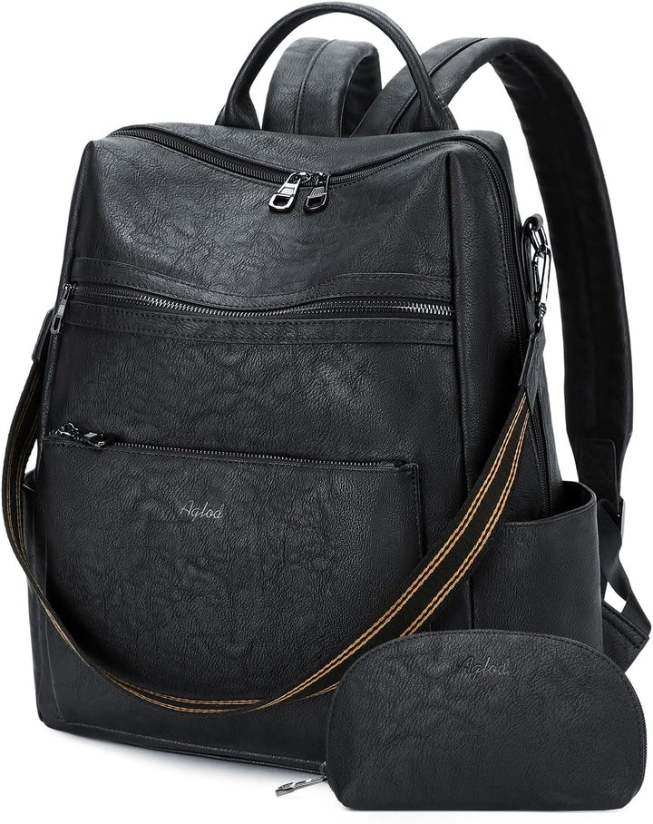 Mochila de cuero vegano para laptop AGLOD para mujer, mochila de 15...