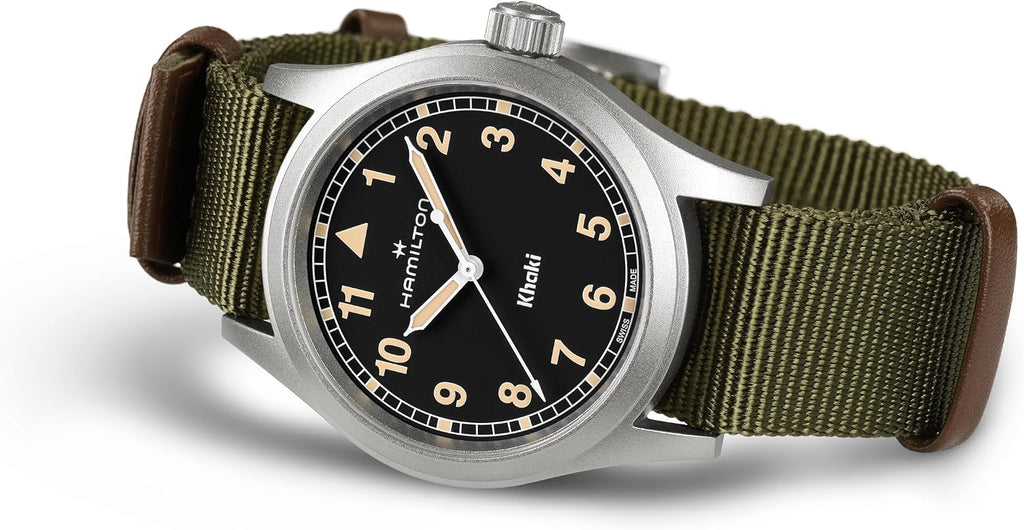Hamilton Khaki Field Khaki Reloj de cuarzo para hombre, caja de acero