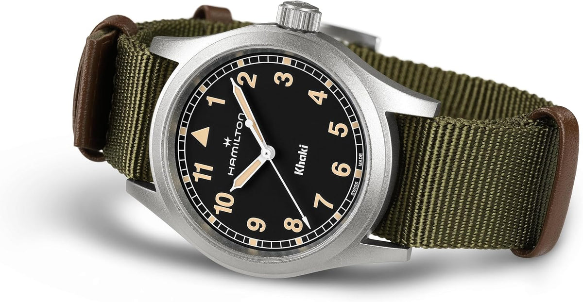 Hamilton Khaki Field Khaki Reloj de cuarzo para hombre, caja de acero