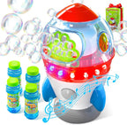 Máquina de burbujas en forma de cohete para niños y bebés con luces y música