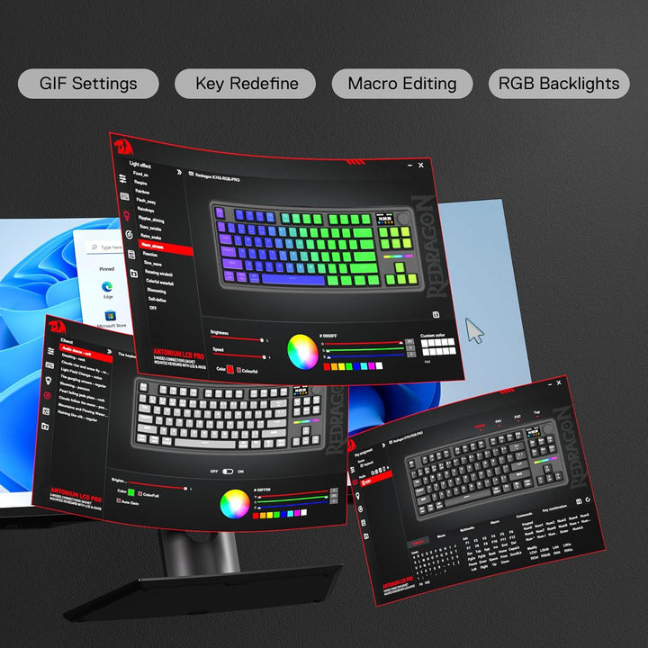 Redragon K743 PRO GB Teclado Gaming RGB 80% Gasket con Pantalla TFT...