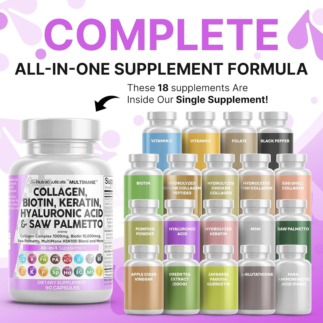 Clean Nutraceuticals Pastillas de Colágeno 1000mg Biotina 10000mcg...