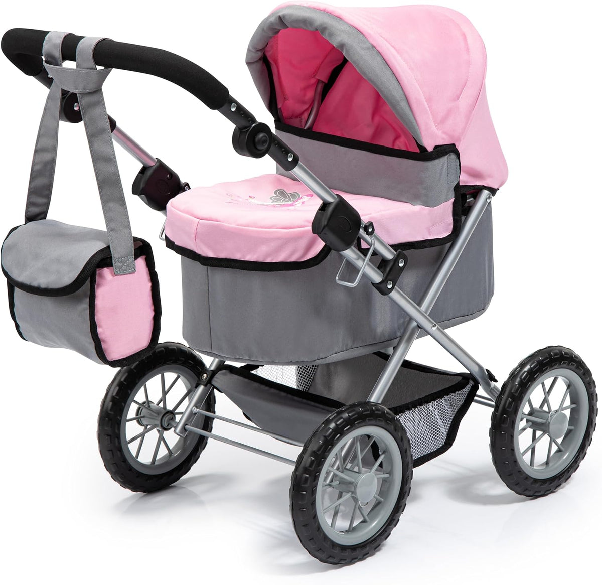 Bayer Design Cochecito Trendy para muñeca bebé en gris/rosa