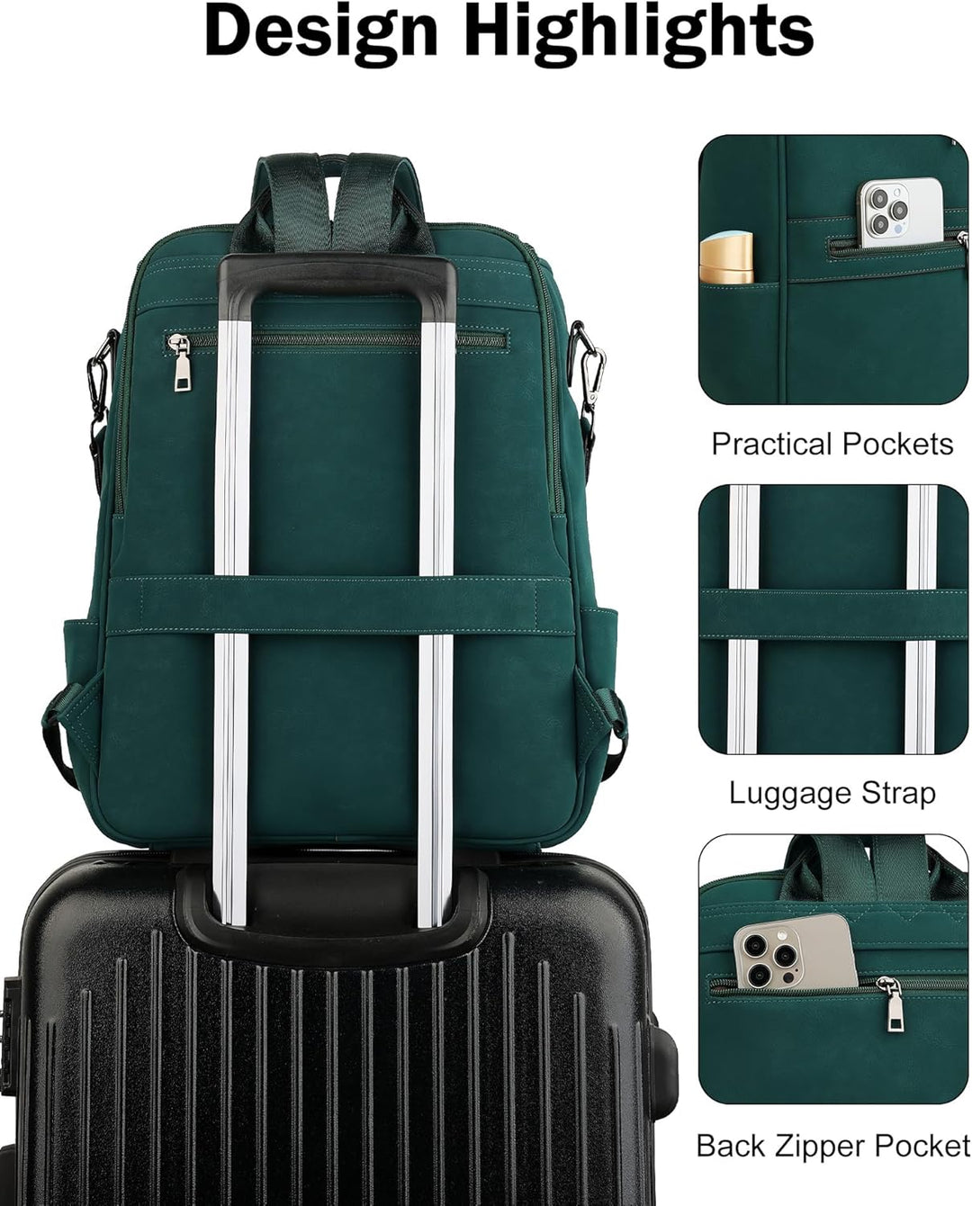 FADEON Mochila para computadora portátil para mujer, mochila de via...