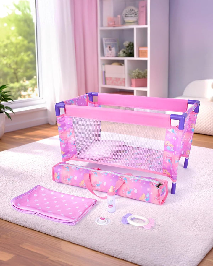 BABESIDE Juego de cuna de muñeca de bebé con ropa de cama y accesor...