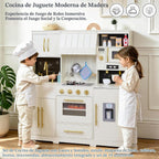 Cocina de madera para niños con luces y sonidos, diseño moderno