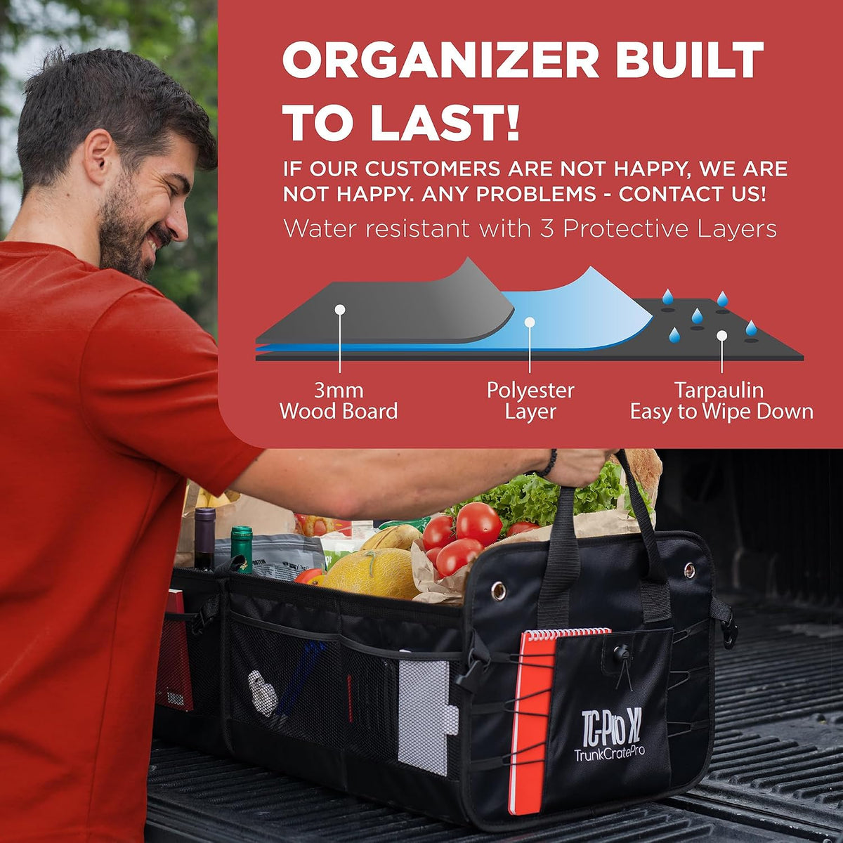 Organizador de maletero de coche para SUV, camión y almacenamiento de carga
