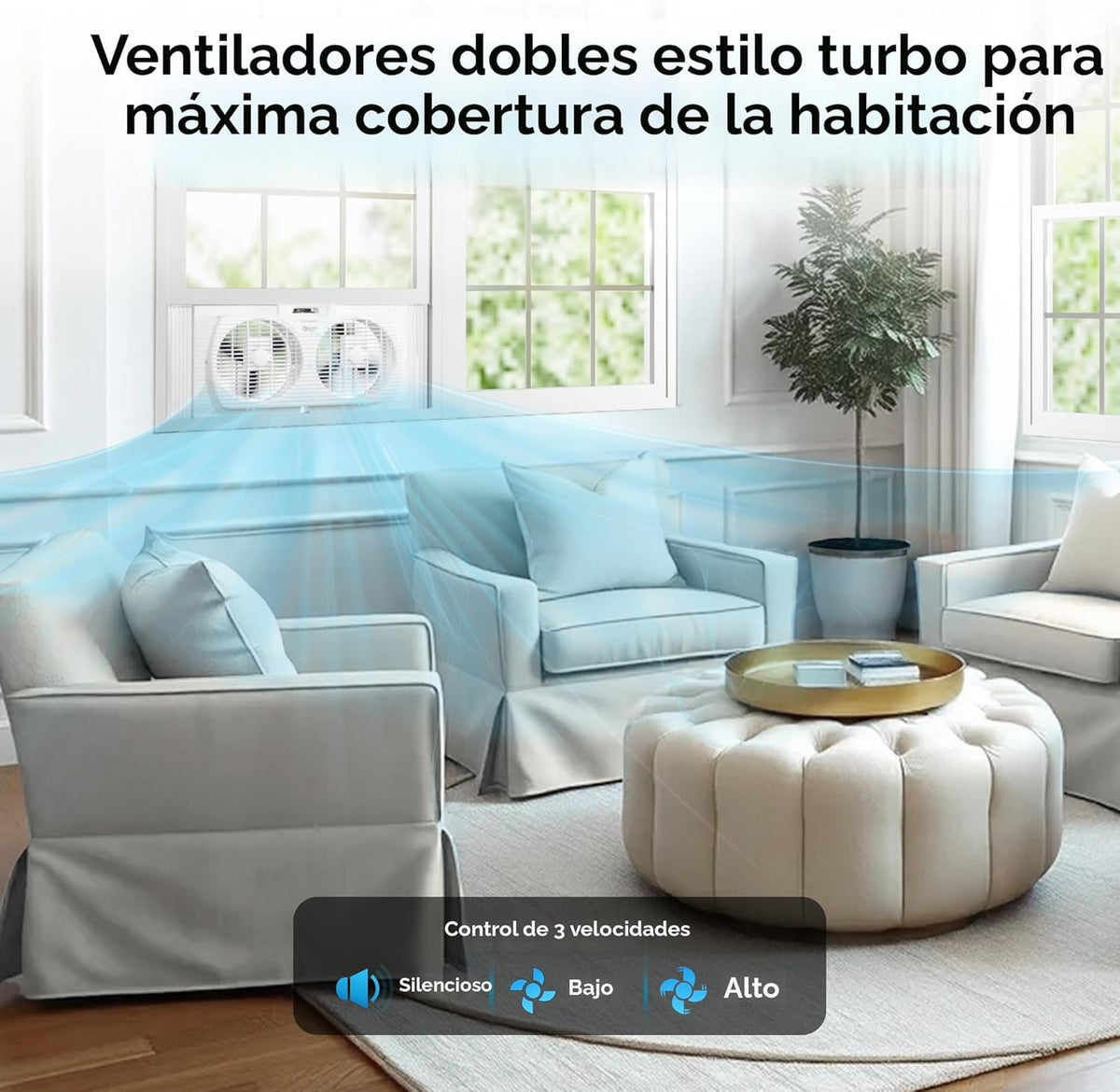 Comfort Zone - Ventilador reversible de ventana doble con 3 velocid...