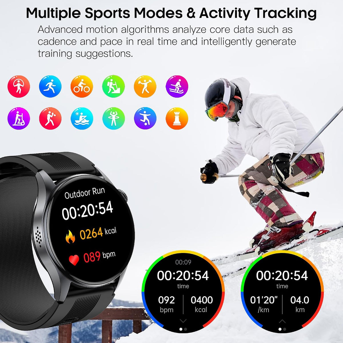 AMOLED - Relojes inteligentes de pantalla grande de 1.56 pulgadas para hombres y mujeres, reloj con monitor de presión arterial con bolsa de aire con frecuencia cardíaca