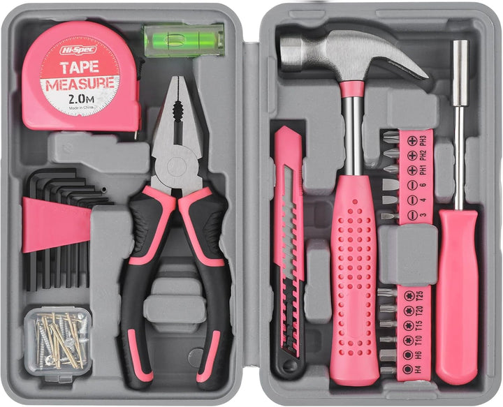 Juego de herramientas Hi-Spec de 25 piezas, rosa, para el hogar, ki...