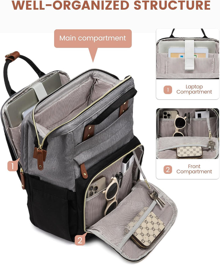 LOVEVOOK - Mochila para laptop de mujer, 15.6" impermeable, bol...