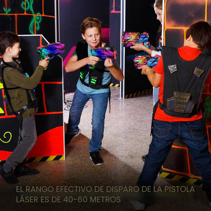 Juego de 4 Pistolas de Laser Tag con Chalecos de Pantalla de
