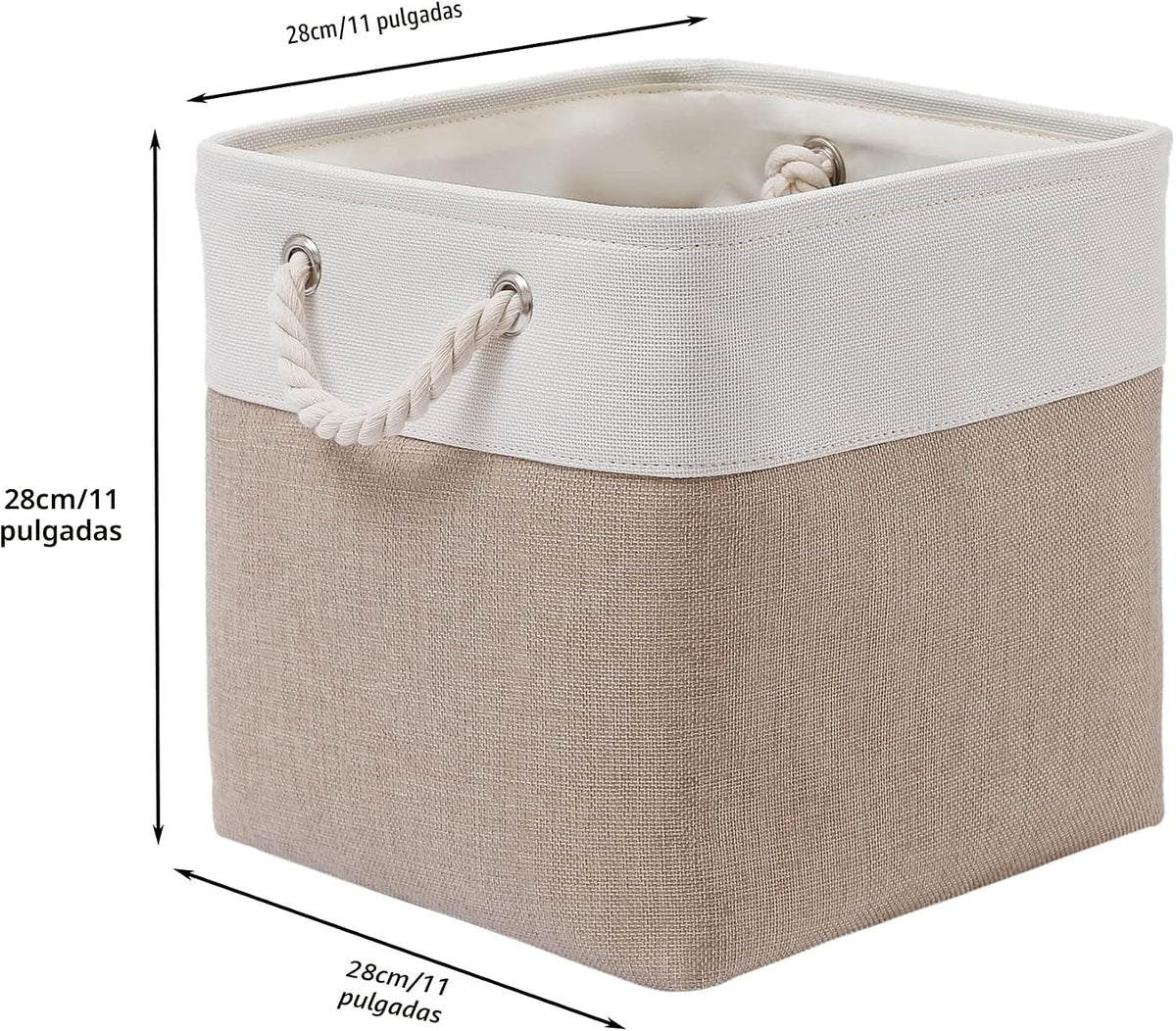 Contenedores de almacenamiento de cubos de 11 x 11 pulgadas, paquete de 6 cubos de almacenamiento plegables grandes de tela con cuerdas, cubos de almacenamiento plegables para el hogar