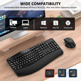 EDJO - Combo de teclado y mouse inalámbricos, teclas onduladas de t...