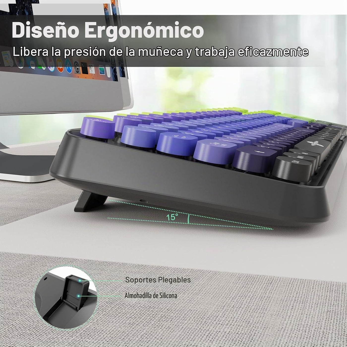 FOPETT Combo de teclado y ratón inalámbricos - 2.4G de tamaño compl...