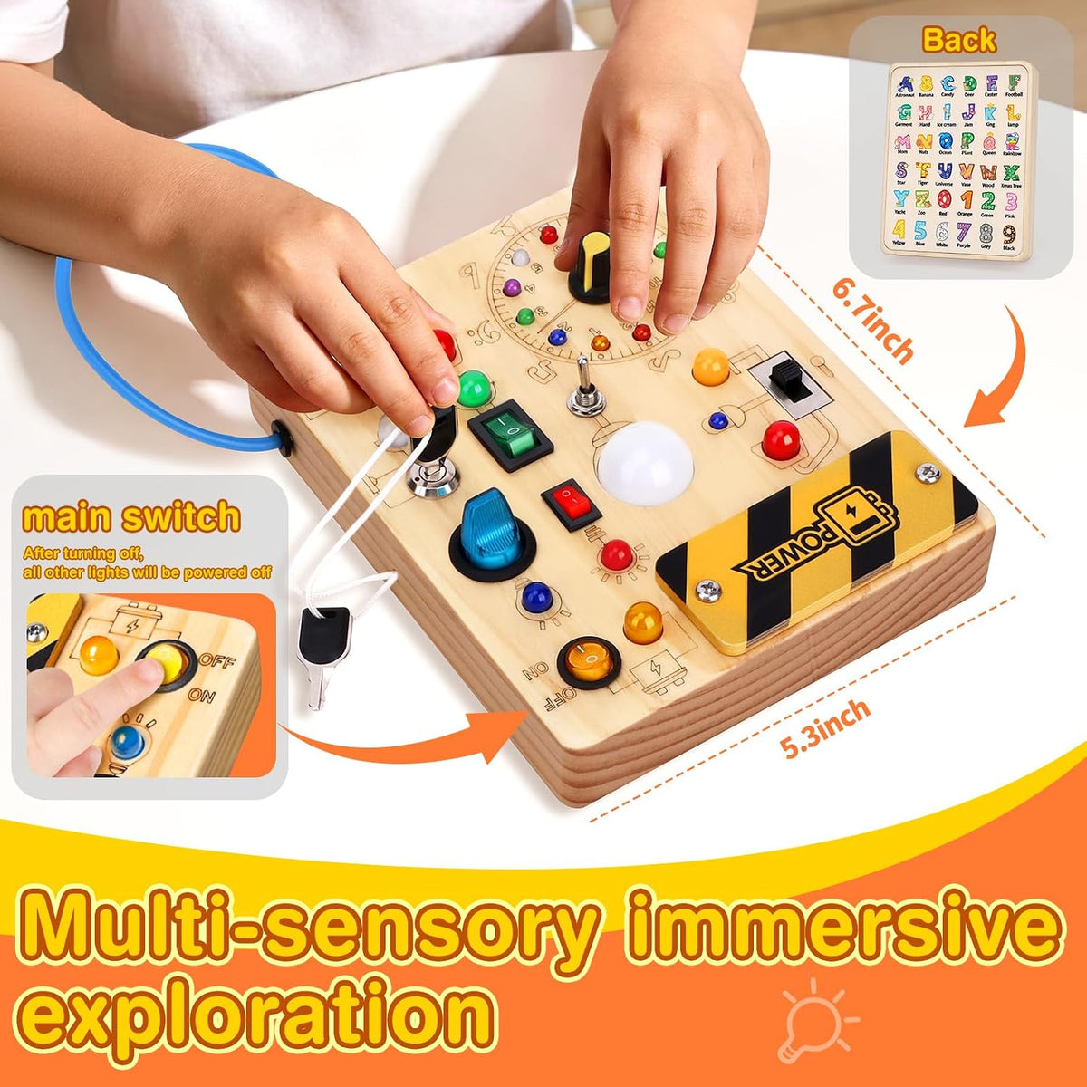 Tabla de actividades para niños pequeños – Juguete educativo Montessori para niños y niñas de 1 a 3 años | Actividad de aprendizaje sensorial apta para viajes | Ideal para niños con autismo