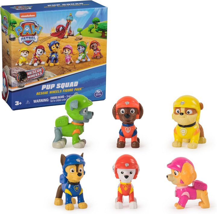 Paw Patrol: Rescue Wheels, paquete de 6 figuras de acción de Pup Sq...
